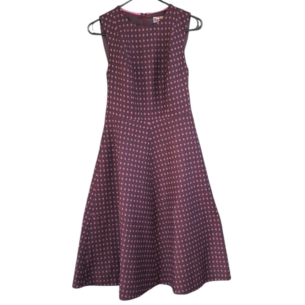 EUC Boden British Tweed by MOON Wool Blend Polka Dot Circle Skirt Dress Size 6